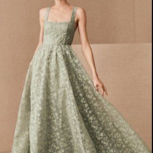 Green floral lace long dress(Wedding, Prom, fancy party, ect.)